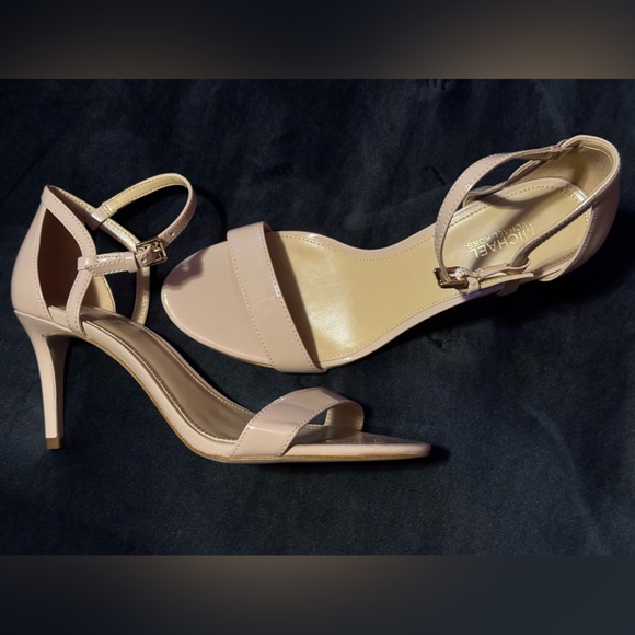 MICHAEL Michael Kors Simone patent leather sandals Size 7.5 Nude Heels Pumps - Picture 4 of 16